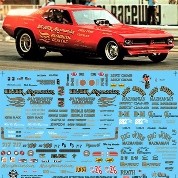 Big John Mazmanian Cuda, Willys, Austin (1/25) Slixx-Decal
