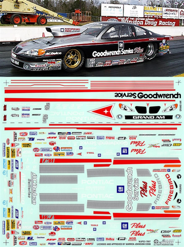 Warren Johnson's Black & Silver Goodwrench Trans Am/Firebird P/S & Grand Am Pro Stock Slixx Decals  (1/25)