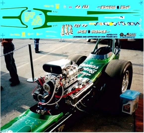 Tom Trasin's "Jade Grenade"  Front Engine Dragster (1/25) Slixx-Decal