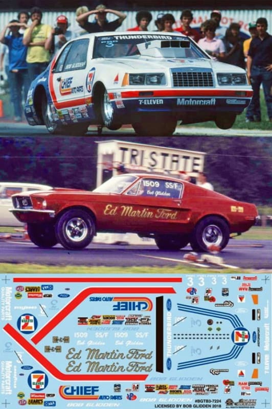 Bob Gliddenâ€™s 1984-85 Chief 7/11 Motorcraft T'bird or Mustang Pro Stock Decal (1/25)