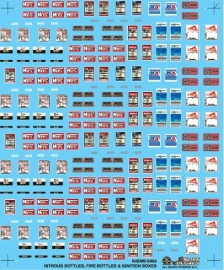 Nitrous & Fire Bottles, Ignition Boxes Mini Decal Sheet (1/25) Slixx-Decal