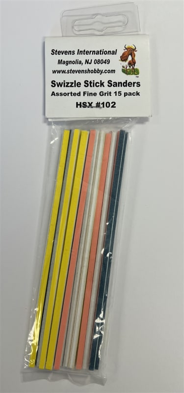 Swizzle Sticks 15 Narrow Fine Sanding Sticks Assorted Grits