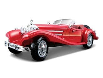 1936 MERCEDES 500K CABRIOLET SIGNAL RED SADDLE INTERIOR(1/18) Rare Diecast  (fs)