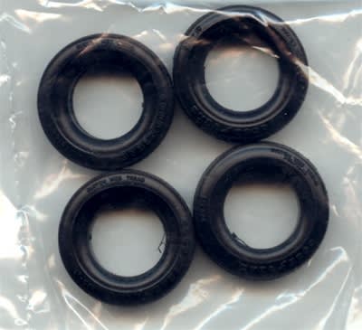 1972 'MPC's popular Goodyear tires - stock 1970's blackwalls last issued in 1976 Chevy Caprice kits  (1/25 set of 4)