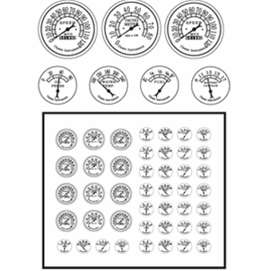 Classic Style Gauge Faces: black letters on clear background