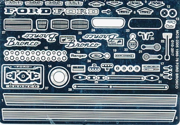 1968-1976 Ford Bronco Photo-Etch Detail Set for Revell Kits