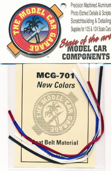 Seat Belt Material: 5 asst colors-(goes with mcg-2215 or mcg-2089) seatbelt hardware