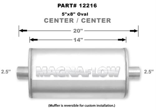 Magnaflow 5x8 Singe 2.5" In/Single 2.5" Out 14" Stainless Muffler