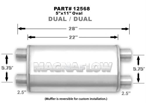Magnaflow 5x11 Dual 2.5" In/Dual 2.5" Out 22" Stainless Muffler