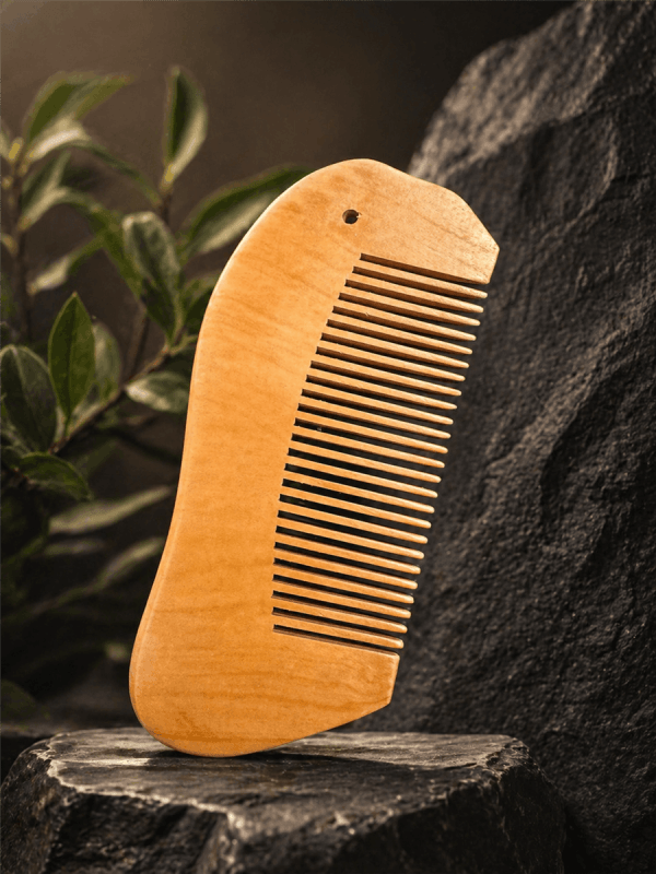 Premium wooden beard comb with fine teeth for smooth beard grooming