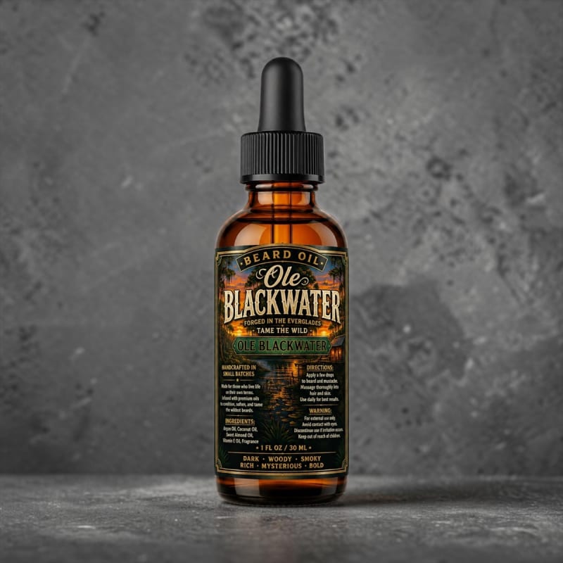 Ole Blackwater Beard Oil 1 oz bottle for beard conditioning, hydration, and daily beard grooming