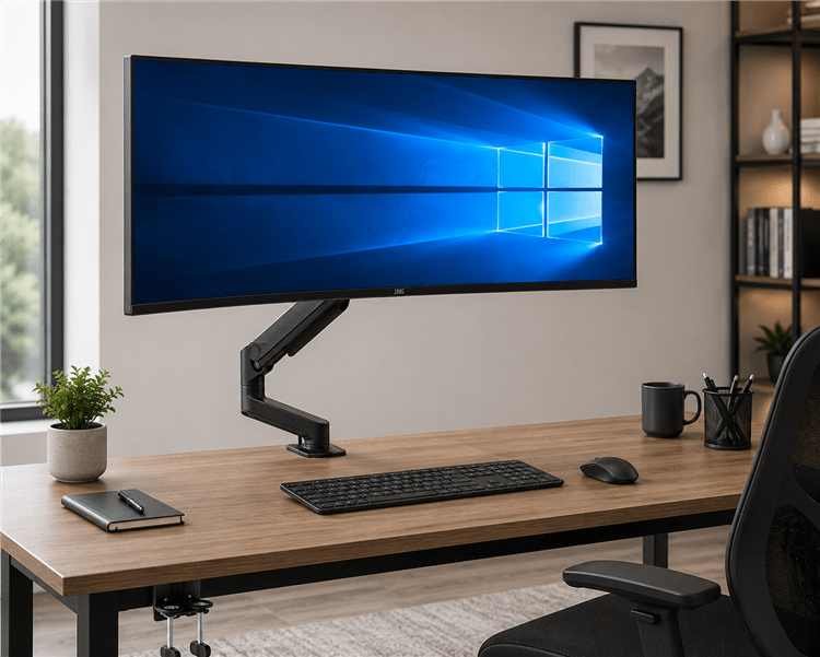 Heavy Duty Curved Monitor Arm for 4 to 44 lb Monitors