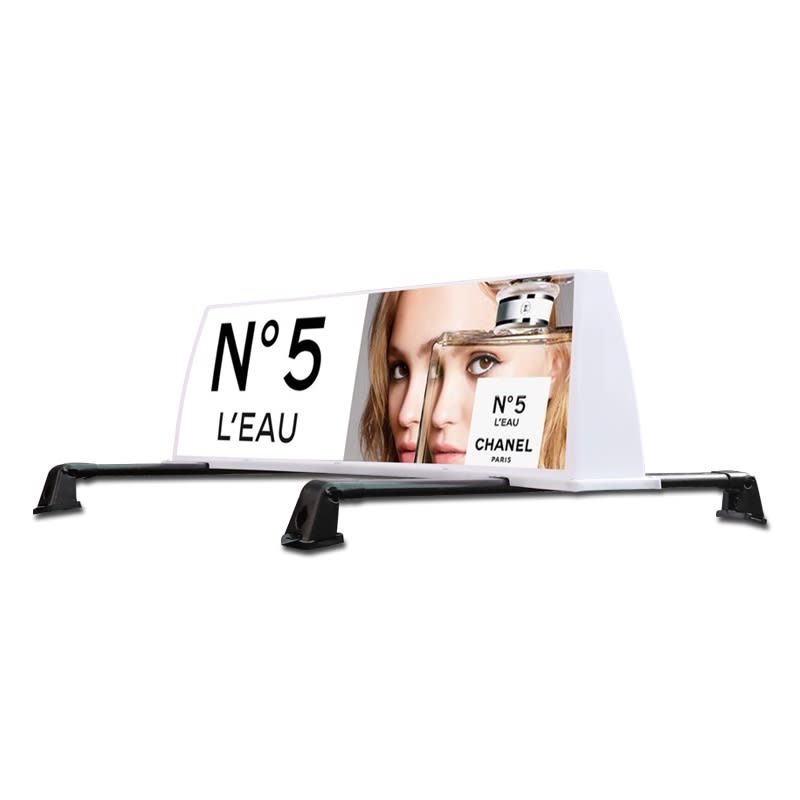 Car Top Lighted Sign - Model 5 With Mounting Brackets custom printed for business display sku CTM5TB