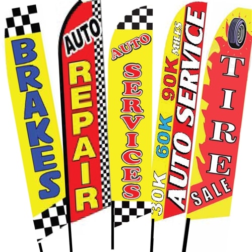 Swooper Flags - Auto feather flag kit with printed fabric graphic sku SFSFAUTO
