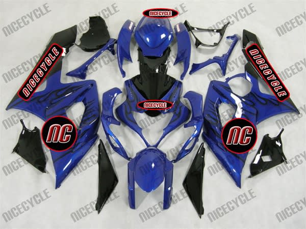 Suzuki GSX-R 1000 Black Flames on Blue Fairings Suzuki GSX-R 1000 Black Flames on Blue Fairings