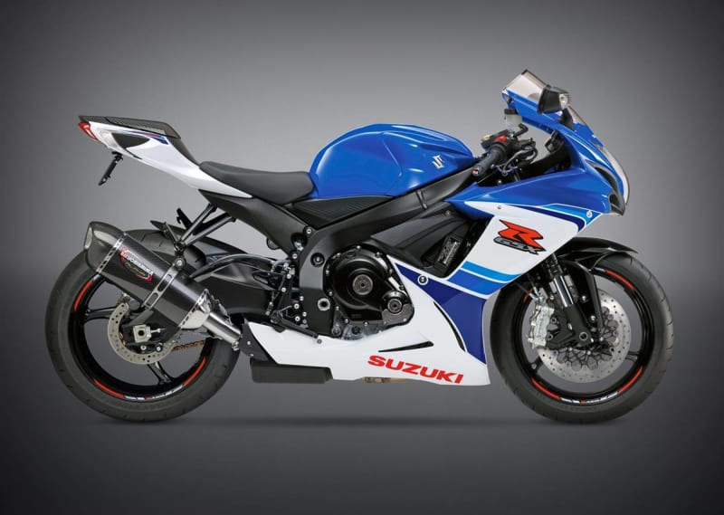 Yoshimura Suzuki GSX-R600 (11-24) ALPHA Stainless Slip-On Exhaust, w/ Carbon Fiber Muffler