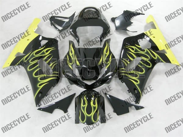 Yellow Flame/Black Suzuki GSX-R 600 750 Fairings Yellow Flame/Black Suzuki GSX-R 600 750 Fairings