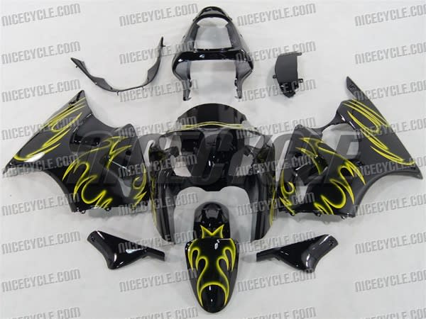 Yellow Tribal Kawasaki ZX6R Fairings Yellow Tribal Kawasaki ZX6R Fairings