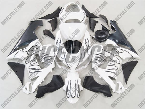 Kawasaki ZX6R Midnight Blue Flame Fairings