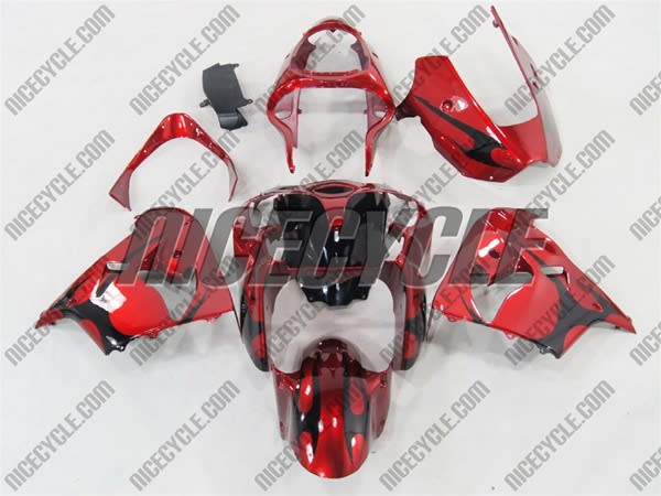 Kawasaki ZX9R Candy Red Tribal Fairings