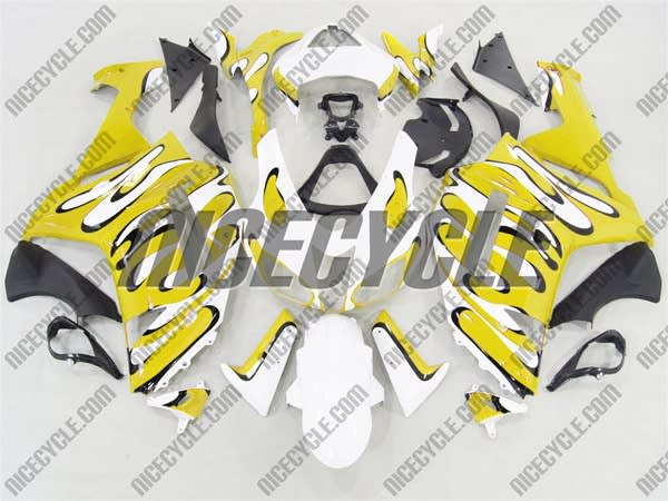 Kawasaki ZX6R Yellow/White Splash Fairings Kawasaki ZX6R Yellow/White Splash Fairings