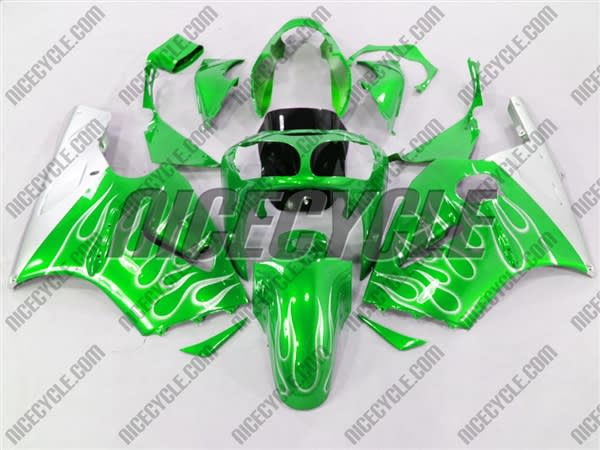 Kawasaki ZX12R Mean Green Flame Fairings Kawasaki ZX12R Mean Green Flame Fairings