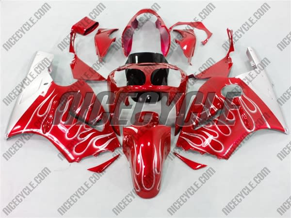 Kawasaki ZX12R Red/White Flames Fairings Kawasaki ZX12R Red/White Flames Fairings