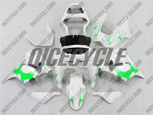 Kawasaki ZX9R Bright Green Tribal Fairings