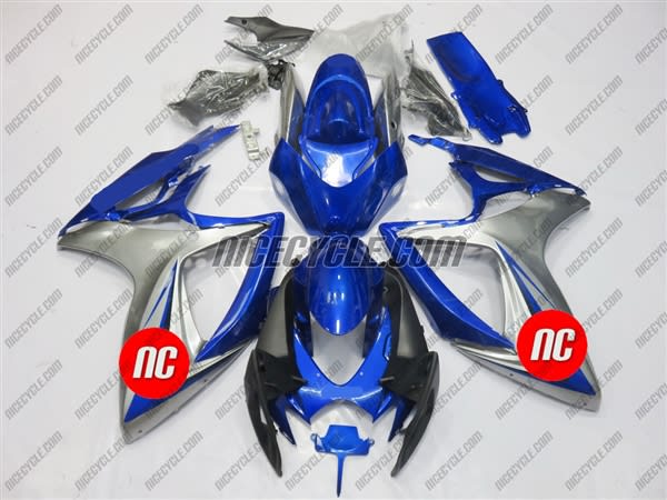 Silver/Blue Suzuki GSX-R 600 750 Fairings Silver/Blue Suzuki GSX-R 600 750 Fairings