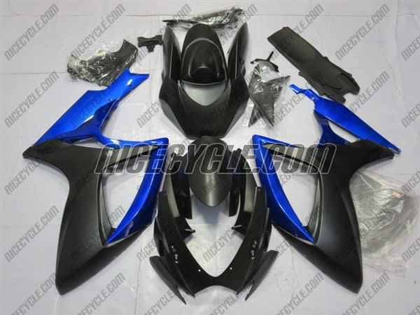 Matte Black/Blue Suzuki GSX-R 600 750 Fairings Matte Black/Blue Suzuki GSX-R 600 750 Fairings