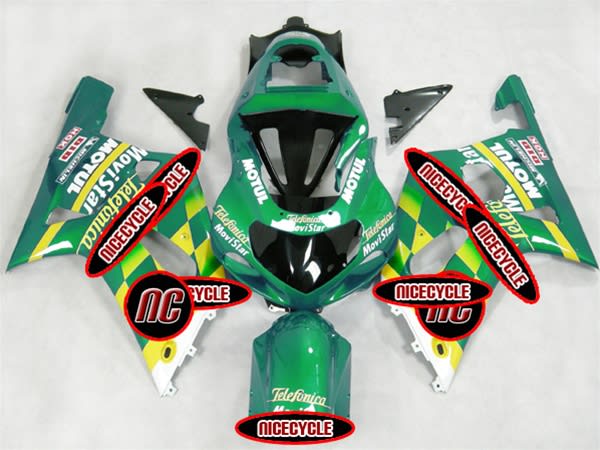Green Telefonica Suzuki GSX-R 600 750 Fairings
