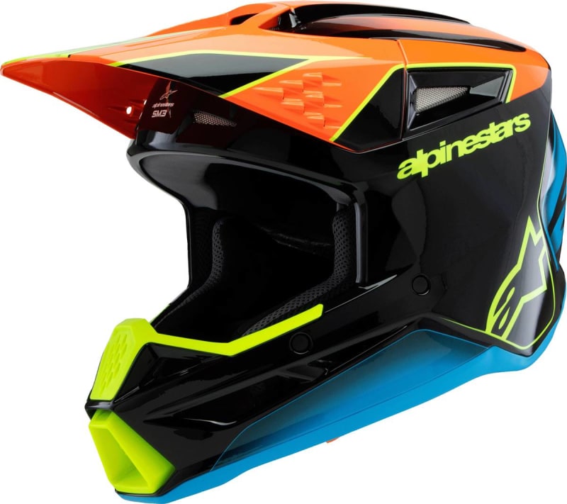 ALPINESTARS SM3 YOUTH FRAY HELMET BLK/ORNG/YLW FLUO