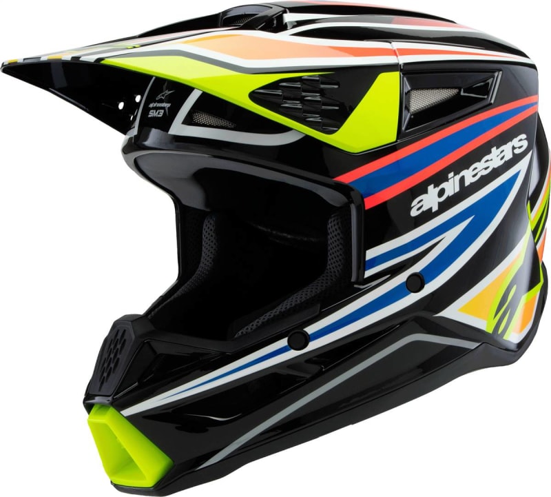 ALPINESTARS SM3 YOUTH WURX HELMET BLK/YLW FLUO/BLUE/RED ALPINESTARS SM3 YOUTH WURX HELMET BLK/YLW FLUO/BLUE/RED