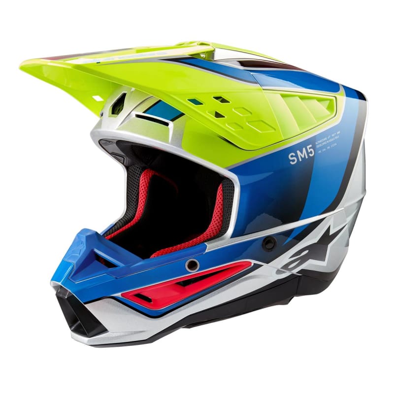 ALPINESTARS S-M5 SAIL HELMET YLW FLUO/ENAMEL BLU/SLV G ALPINESTARS S-M5 SAIL HELMET YLW FLUO/ENAMEL BLU/SLV G