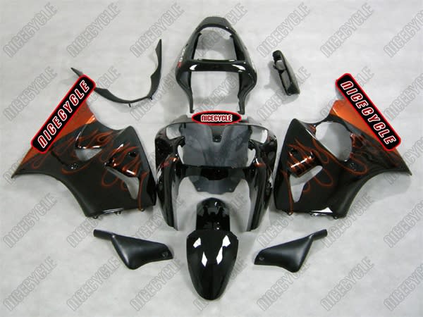Kawasaki ZX6R Orange Fire Flames Fairings Kawasaki ZX6R Orange Fire Flames Fairings