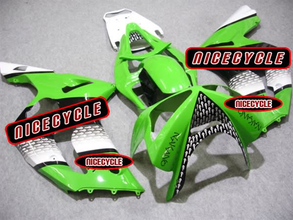 Kawasaki ZX6R White/Green Race Fairings Kawasaki ZX6R White/Green Race Fairings