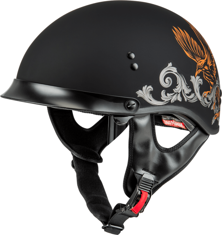 GMAX HH-65 CORVUS HELMET W/PEAK MATTE BLACK/SILVER/ORANGE