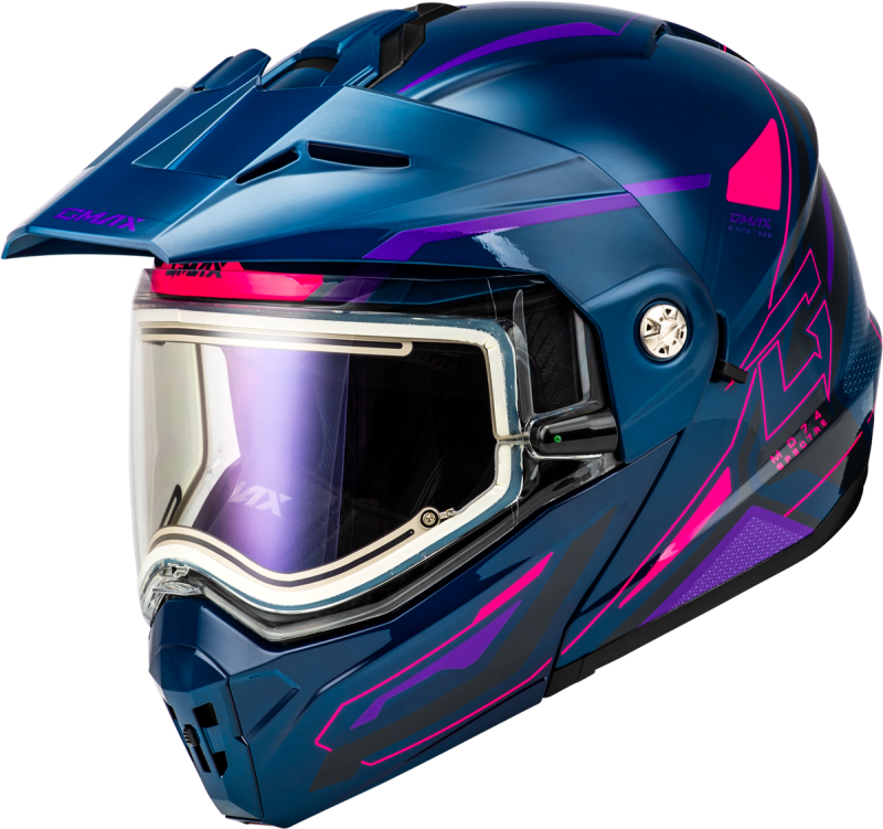 GMAX MD-74S SPECTRE SNOW HELMET W/ ELEC SHLD BLUE/PINK/PURPLE