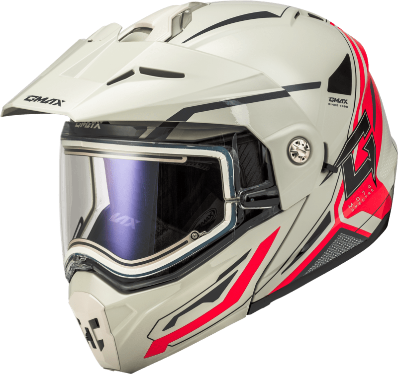 GMAX MD-74S SPECTRE SNOW HELMET W/ ELECTRIC SHIELD WHITE/RED GMAX MD-74S SPECTRE SNOW HELMET W/ ELECTRIC SHIELD WHITE/RED