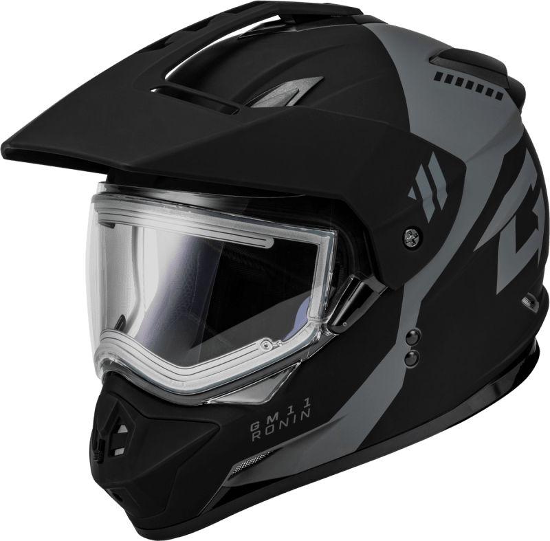 GMAX GM-11S RONIN SNOW HELMET W/ ELEC SHLD MATTE BLK/SILVER