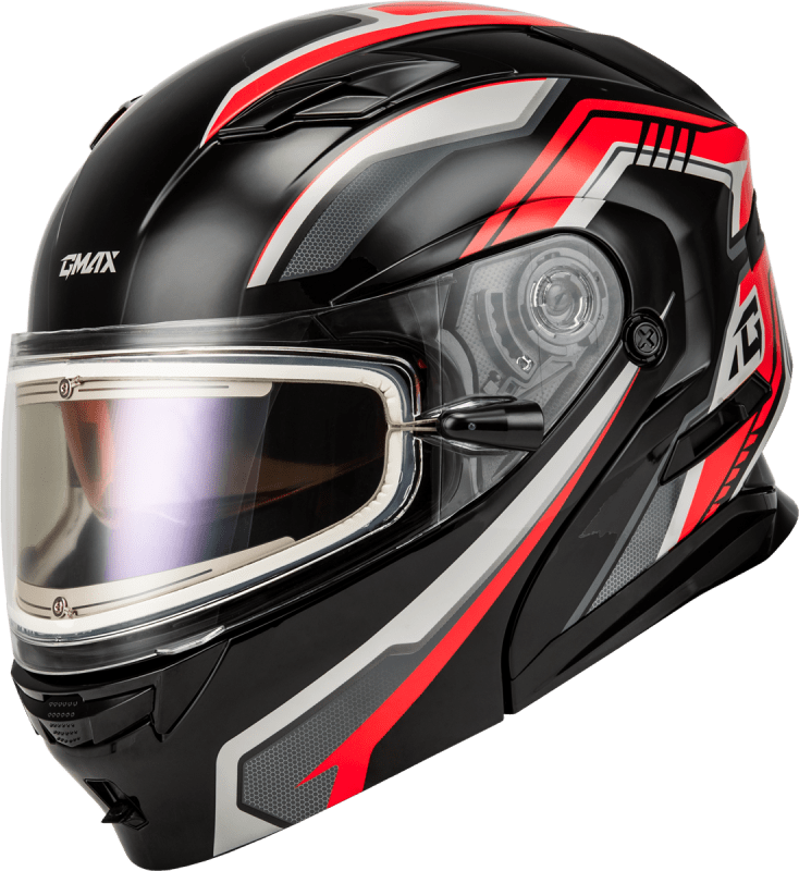 GMAX MD-01S TRANSISTOR SNOW HELMET W ELECTRIC SHIELD BLACK/RED