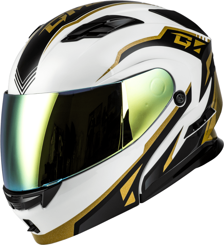 GMAX MD-01 VOLTA HELMET WHITE/GOLD/BLACK METALLIC