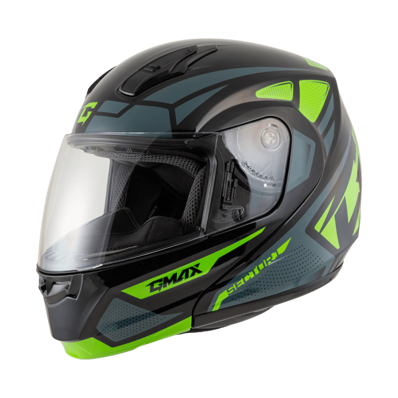 GMAX MD-04 SECTOR HELMET BLACK/GRN/WHT