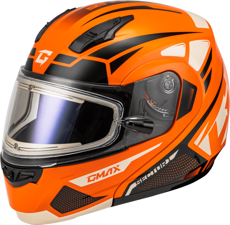 GMAX MD-04S SECTOR SNOW HELMET W/ ELECTRIC SHIELD ORANGE/BLK