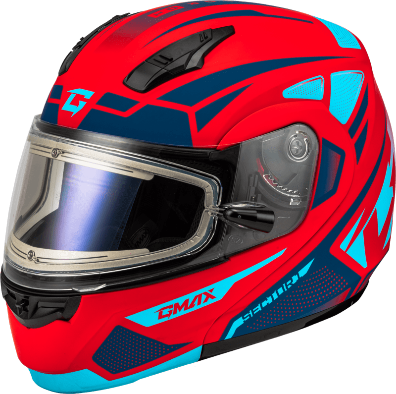 GMAX MD-04S SECTOR SNOW HELMET W/ ELEC SHIELD MATTE RED/BLUE GMAX MD-04S SECTOR SNOW HELMET W/ ELEC SHIELD MATTE RED/BLUE