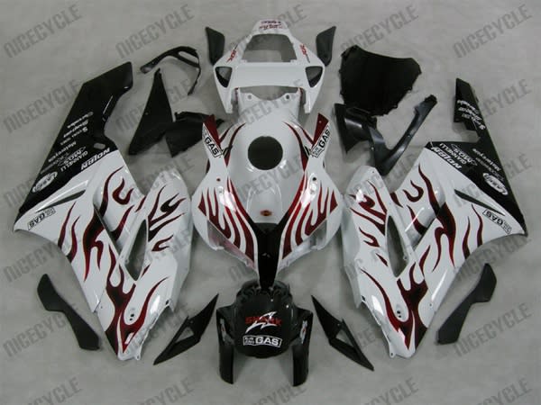 Honda CBR 1000RR White/Red Flame Fairings Honda CBR 1000RR White/Red Flame Fairings