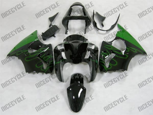 Kawasaki ZX6R Mean Green Flame Fairings Kawasaki ZX6R Mean Green Flame Fairings
