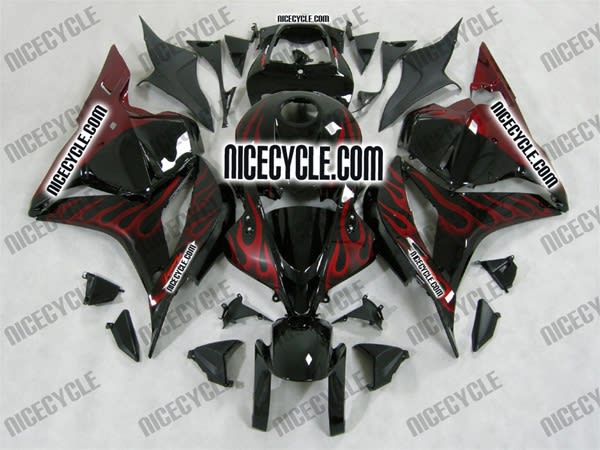 Honda CBR600RR Black/Red Flame Fairings Honda CBR600RR Black/Red Flame Fairings