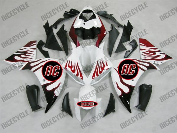 Yamaha YZF-R1 White Flames Fairings Yamaha YZF-R1 White Flames Fairings