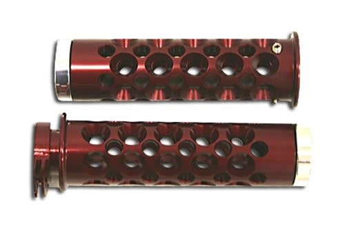 Anodized Red Straight Grips for Suzuki with Round Holes and Flat End Caps (Product Code #A3006R) Anodized Red Straight Grips for Suzuki with Round Holes and Flat End Caps (Product Code #A3006R)
